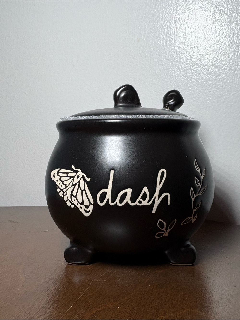 Rae Dunn Black and Cream 'dash' Ceramic Canister